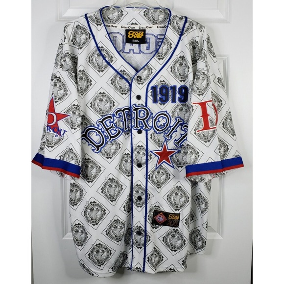 Detroit Stars Negro League Baseball Jersey Men 2XL XXL White Blue Crossover